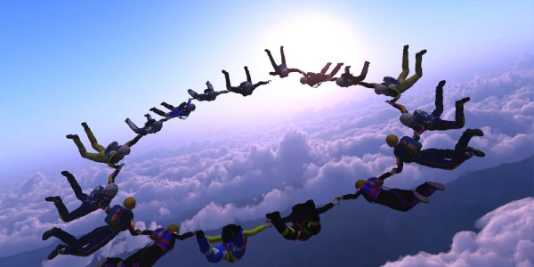 The group of athletes in the sky.